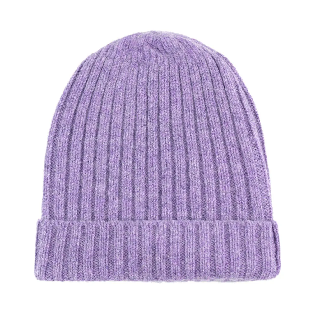 100% Lambswool Ribbed Beanie