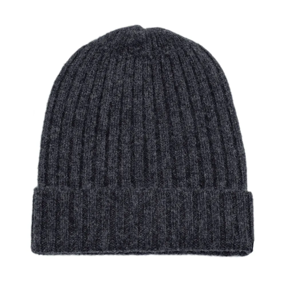 100% Lambswool Ribbed Beanie