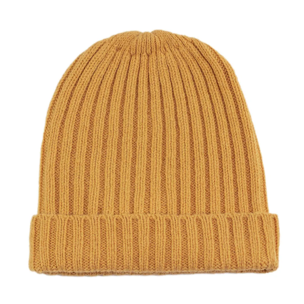 100% Lambswool Ribbed Beanie