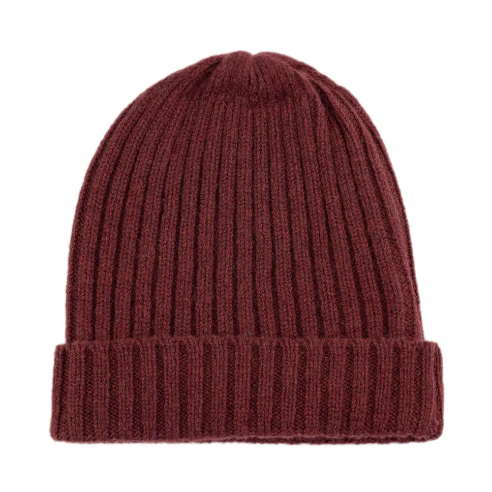 100% Lambswool Ribbed Beanie