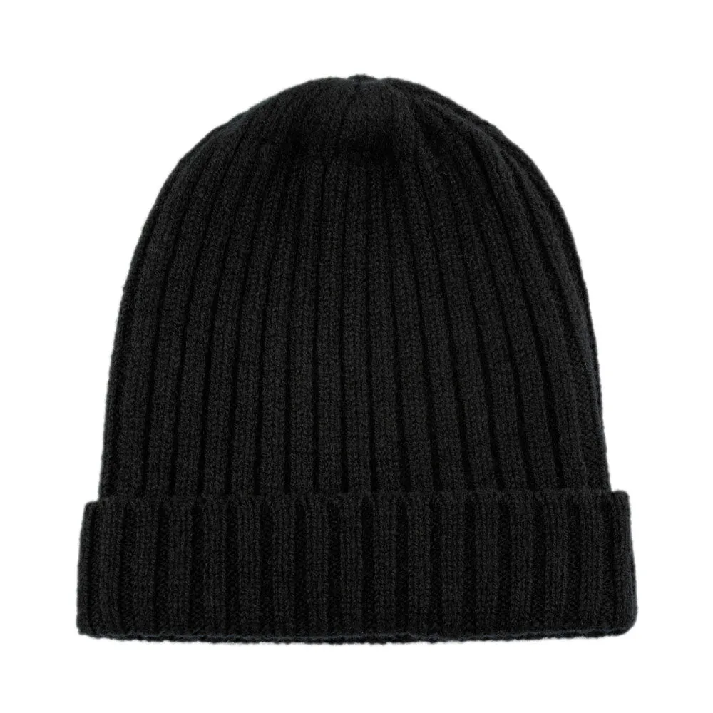 100% Lambswool Ribbed Beanie