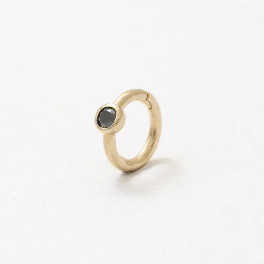 14K 18K Solid Gold Black Diamond Tragus Cartilage Snug Rook Helix Piercing Earring Clicker Huggie Hoop Ring