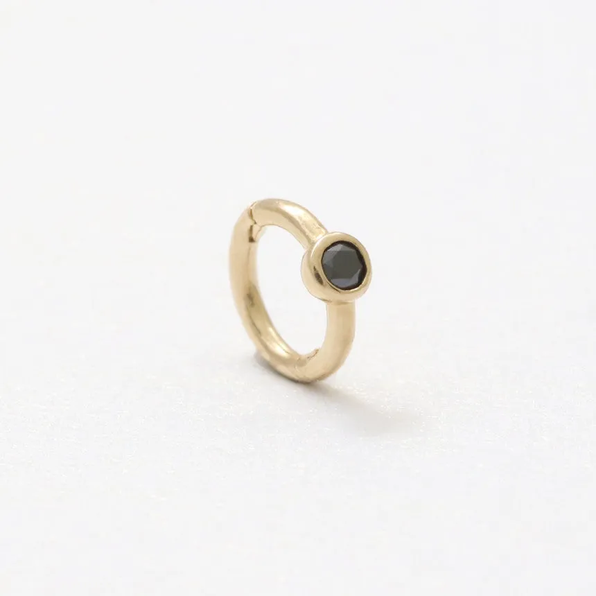 14K 18K Solid Gold Black Diamond Tragus Cartilage Snug Rook Helix Piercing Earring Clicker Huggie Hoop Ring