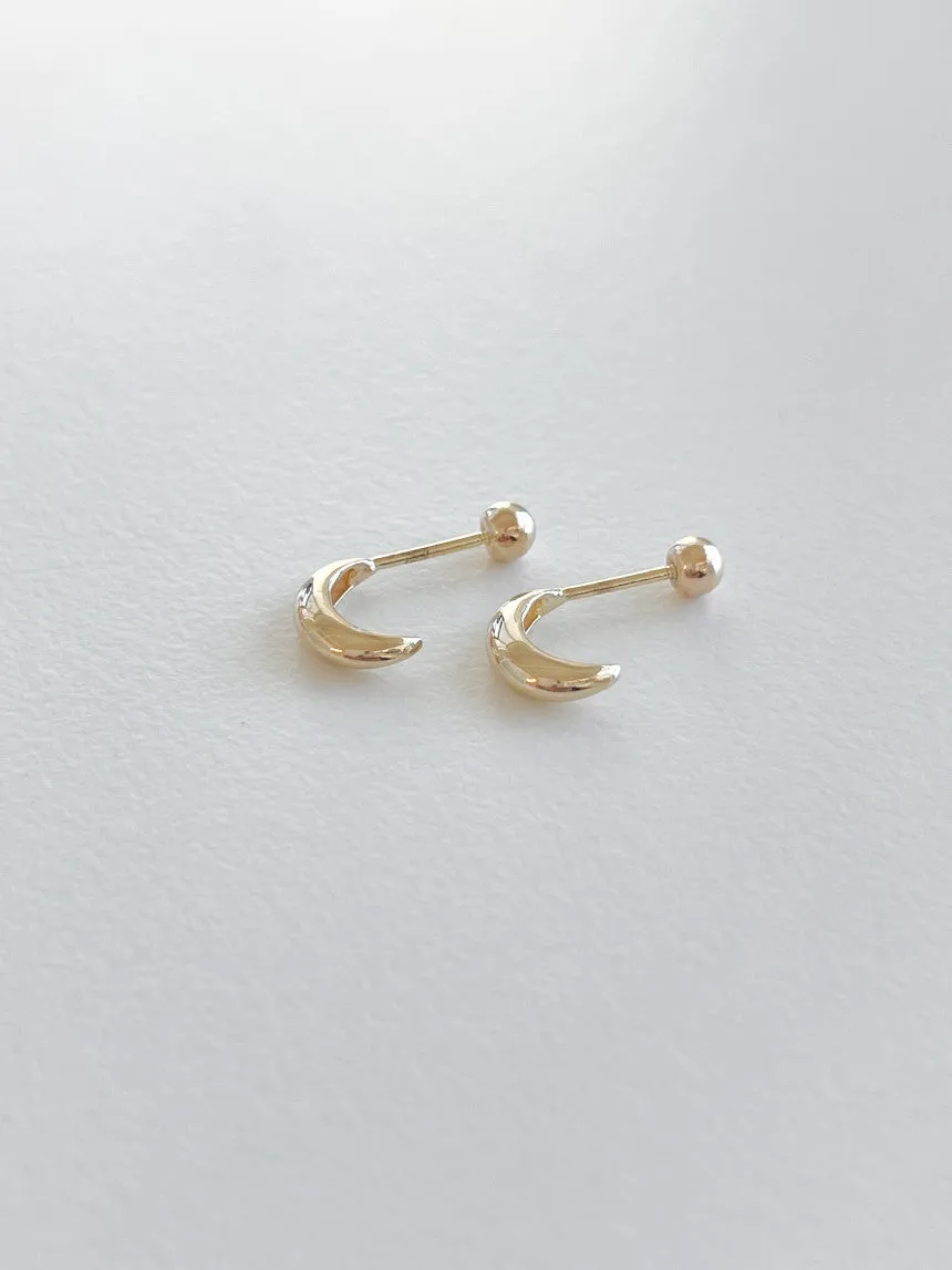 14k Real Solid Gold Hoop Hook Style Cartilage Helix Tragus Snug Inner Conch Barbell Earring Piercing