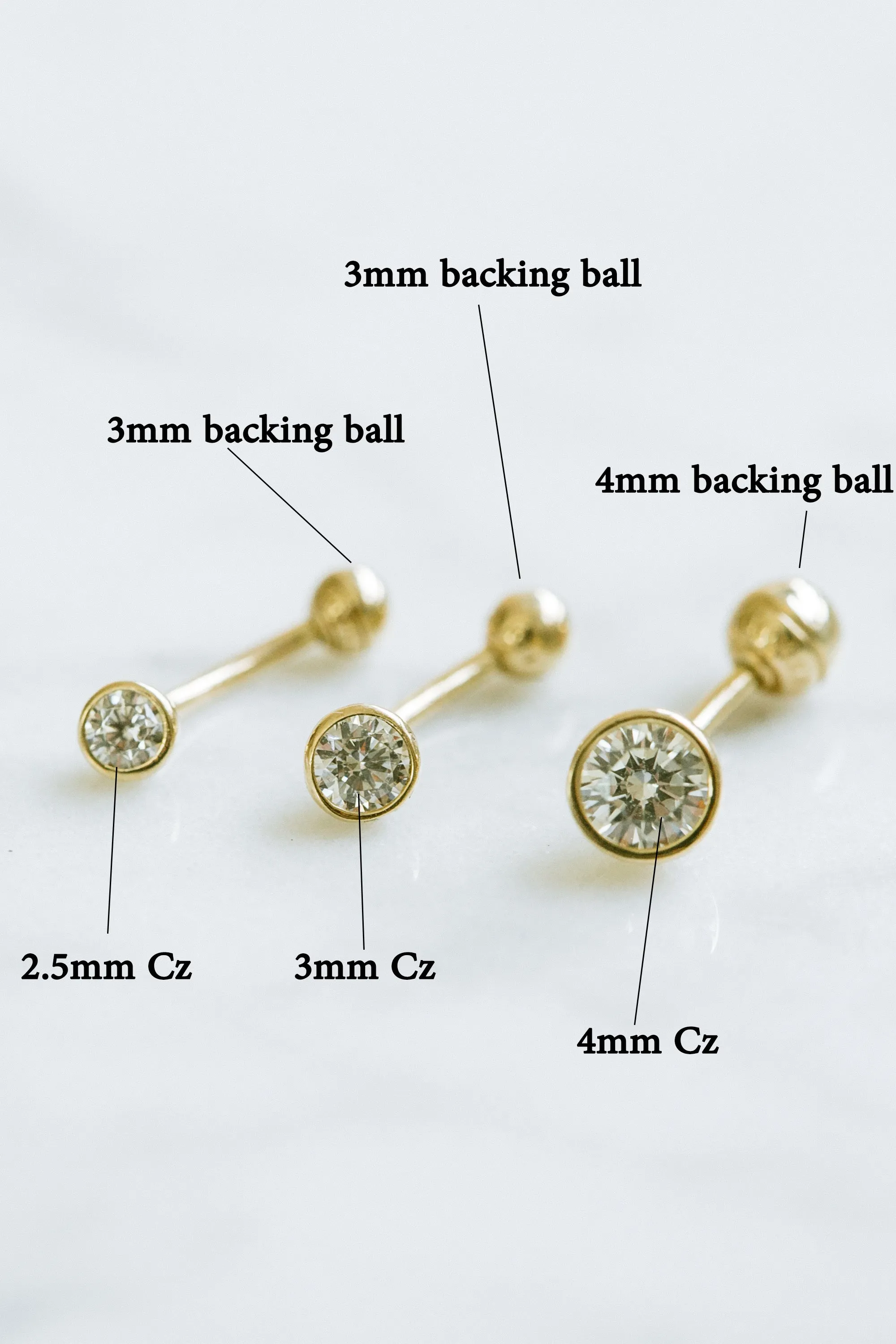 14K Solid Gold Cz Bezel Snug Rook Eyebrow Navel Daith Banana Curved Ear Earring Barbell Piercing For Women Men 16g 18g Jewelry