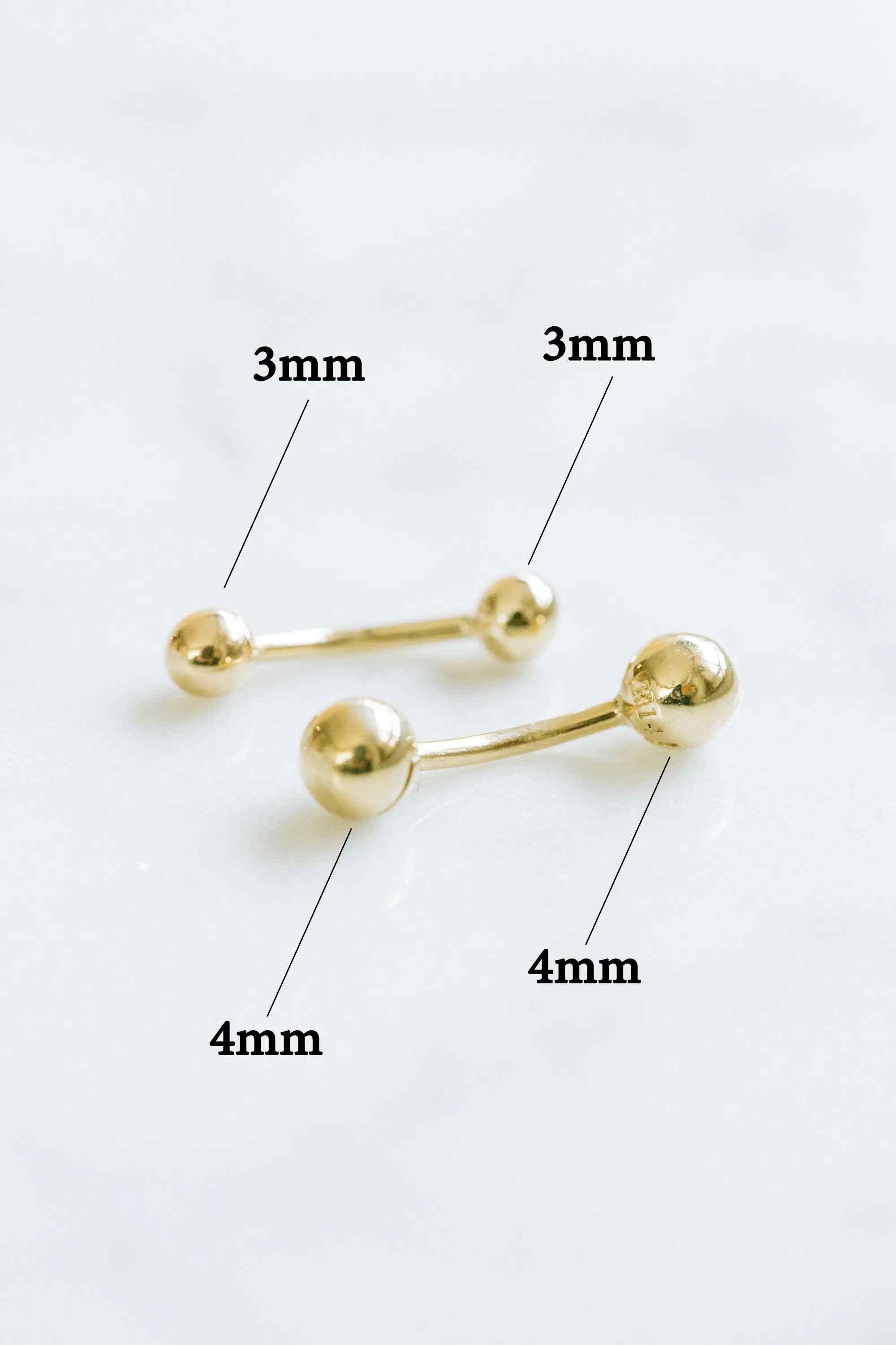 14K Solid Gold Round Ball Snug Rook Eyebrow Navel Daith Banana Curved Ear Earring Barbell Piercing For Women Men 16g 18g Jewelry