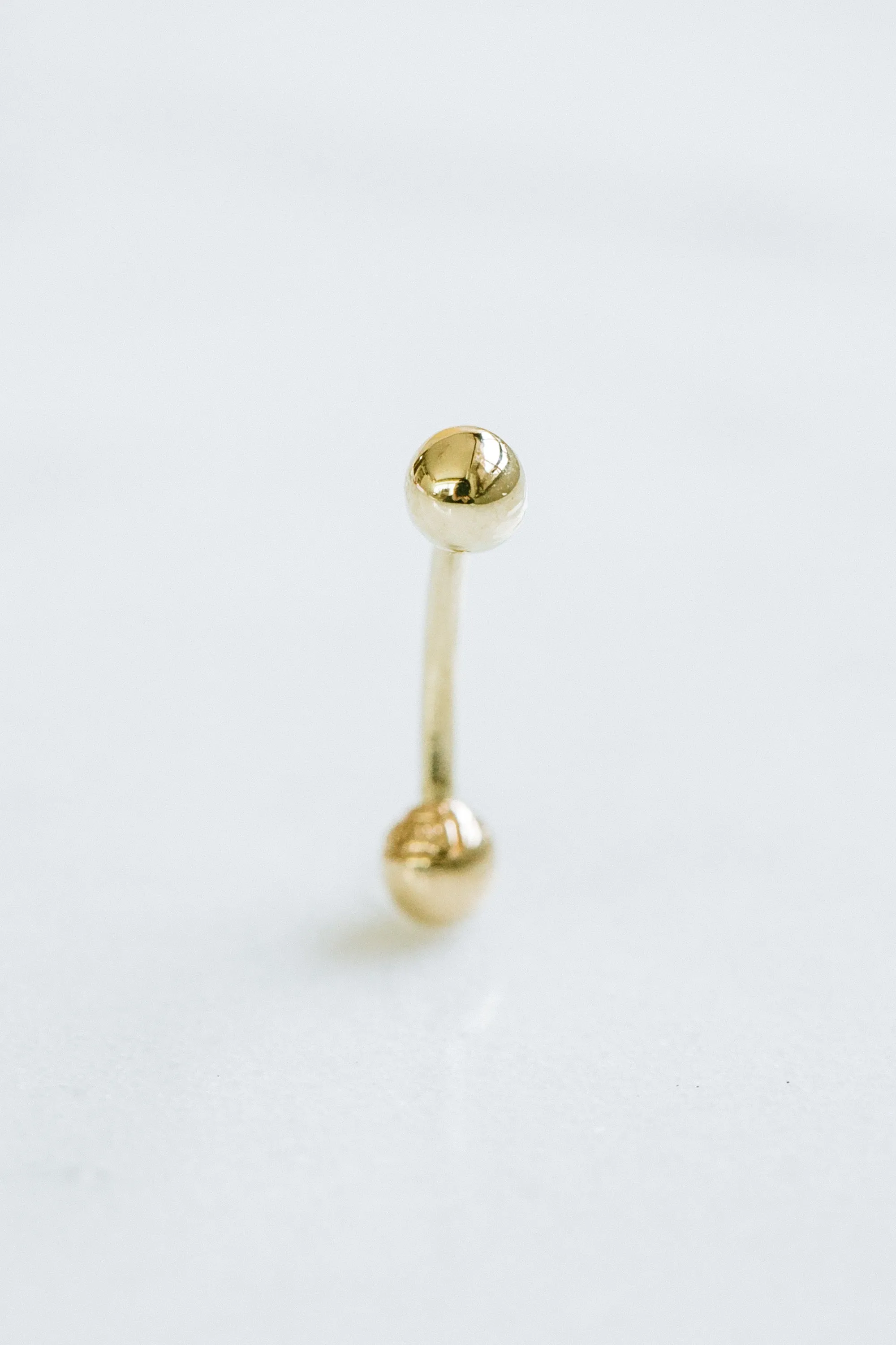 14K Solid Gold Round Ball Snug Rook Eyebrow Navel Daith Banana Curved Ear Earring Barbell Piercing For Women Men 16g 18g Jewelry