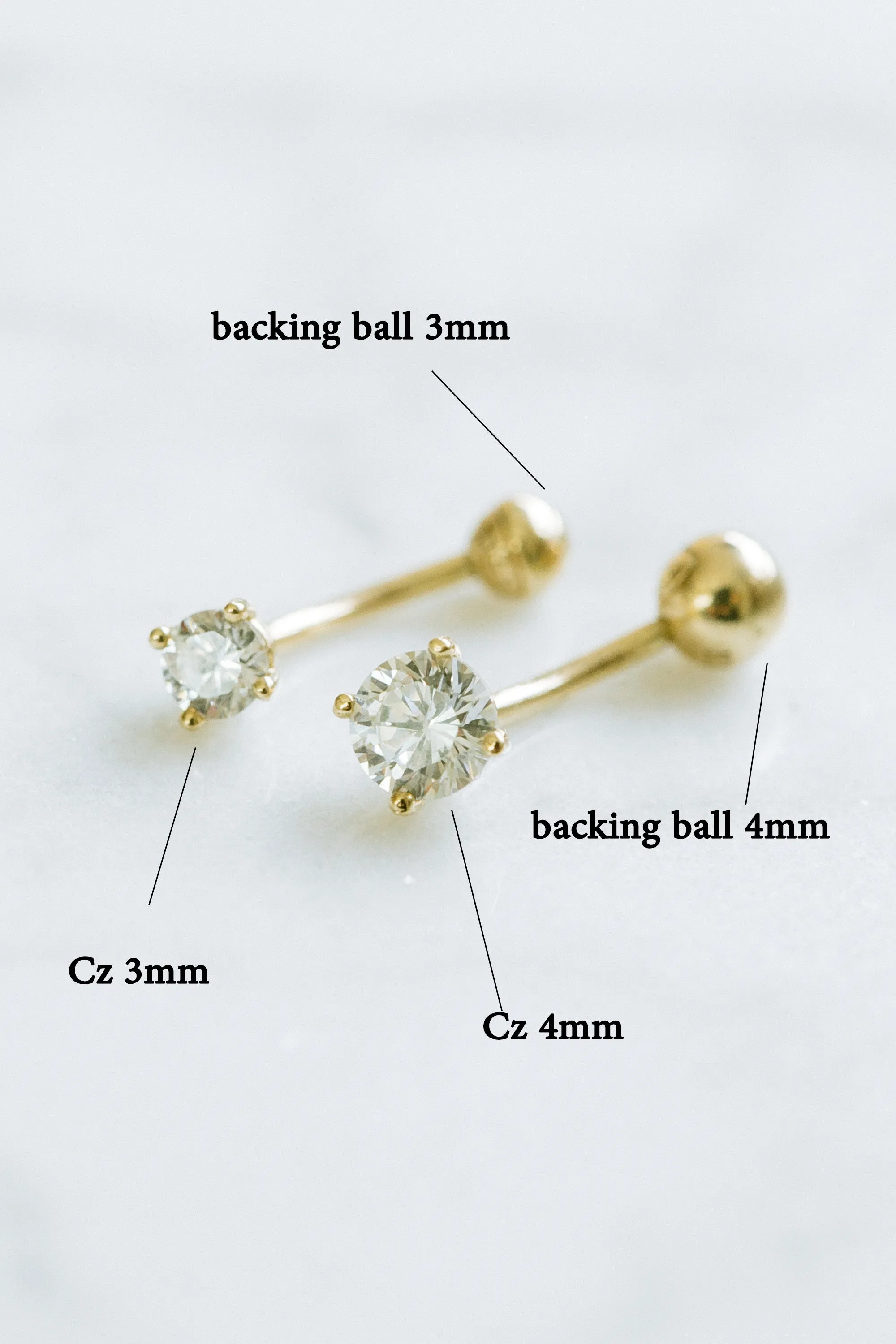 14K Solid Gold Solitaire Cz Snug Rook Eyebrow Navel Daith Banana Curved Ear Earring Barbell Piercing For Women Men 16g 18g Jewelry