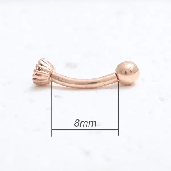 18K 14K Solid Gold Natural Cognac Diamond Snug Rook Eyebrow Navel Daith Banana Curved Earring Barbell Piercing