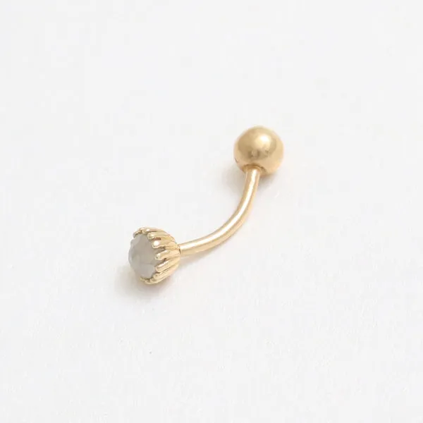 18K 14K Solid Gold Natural Gray Diamond Snug Rook Eyebrow Navel Daith Banana Curved Earring Barbell Piercing