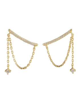 18Kt Gold Plated Cz Stylish Ear Climber With Tassle Earring