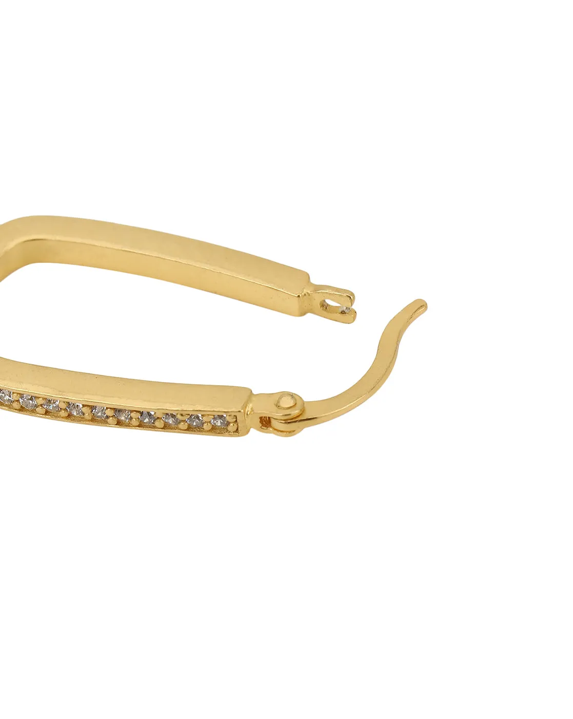 18Kt Gold Plated With Zirconia Stylish Studded Hoop Earring