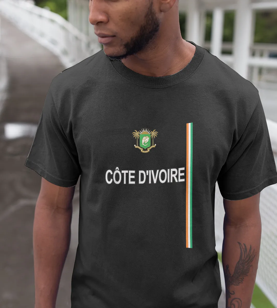 1sttheworld T-Shirt - Cote D'Ivoire Sporty Ivory Coast T-Shirt Black A35