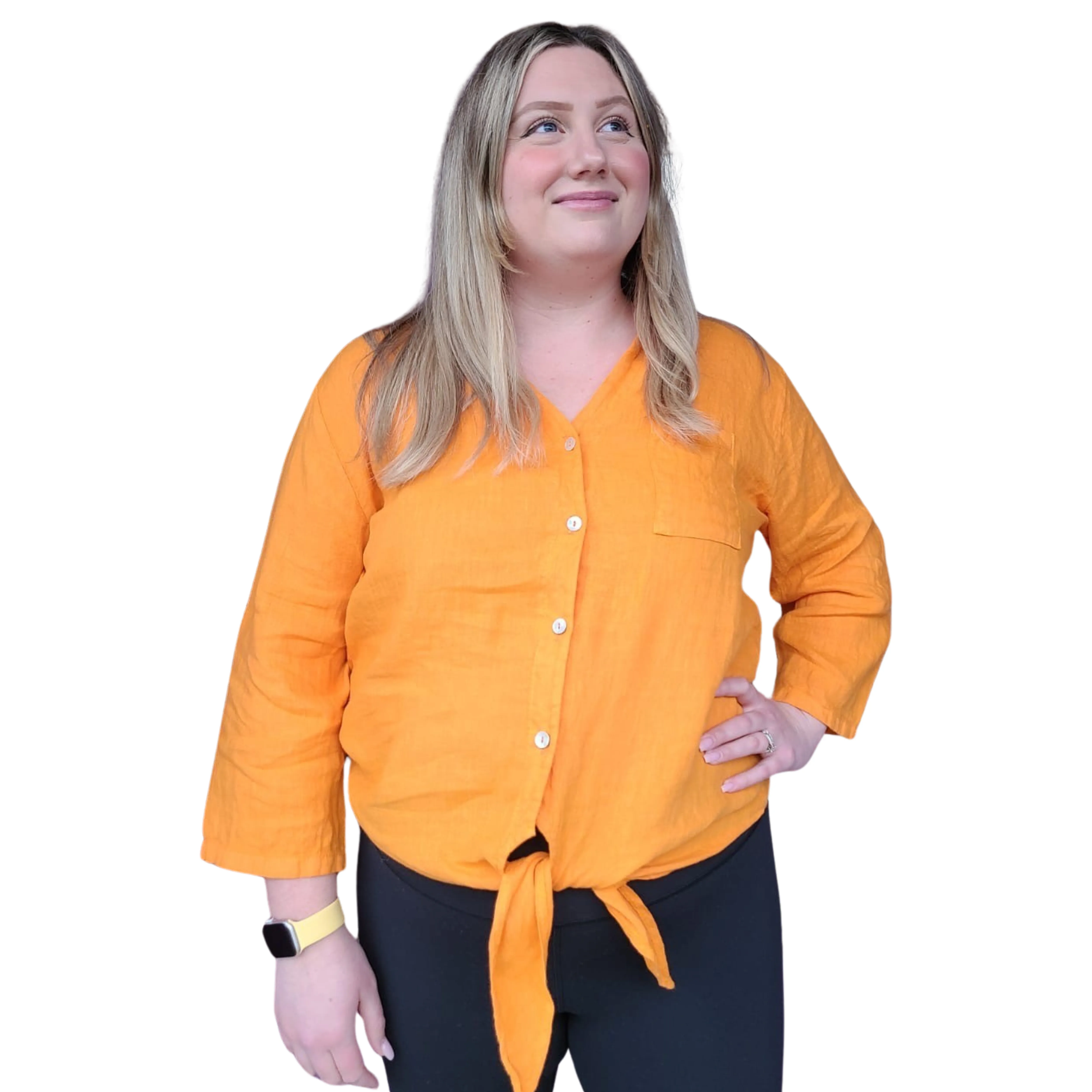 6947 Orange Linen Shirt