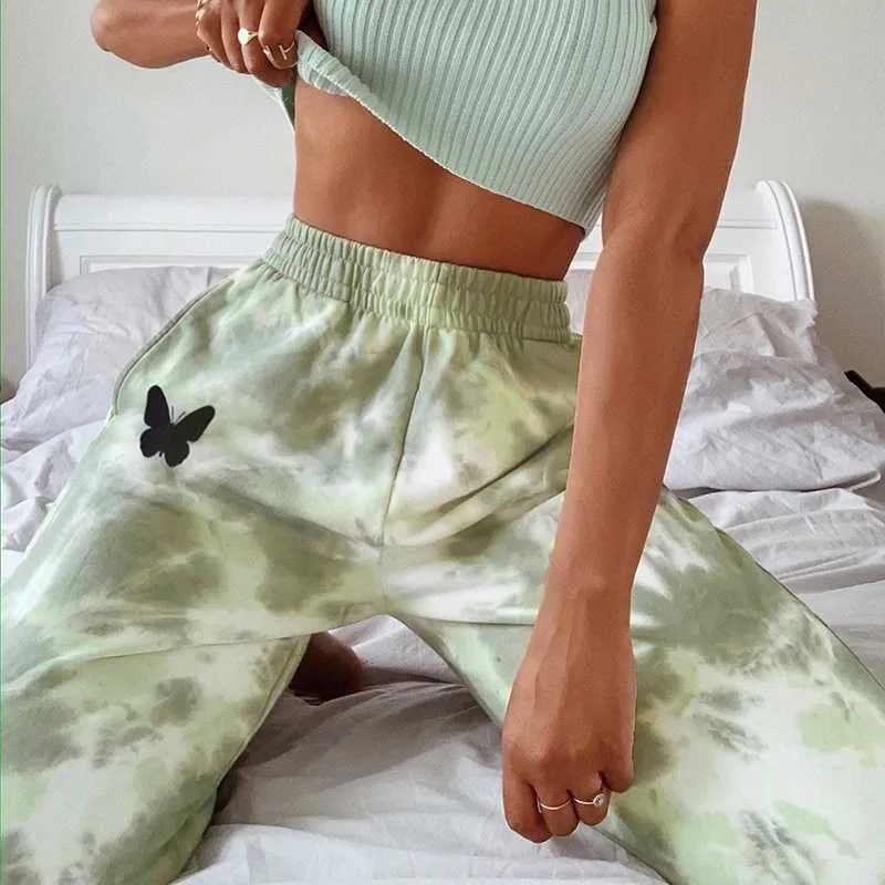 Aesthestic Tie Dye Sporty Pants High Waisted Joggers Pants