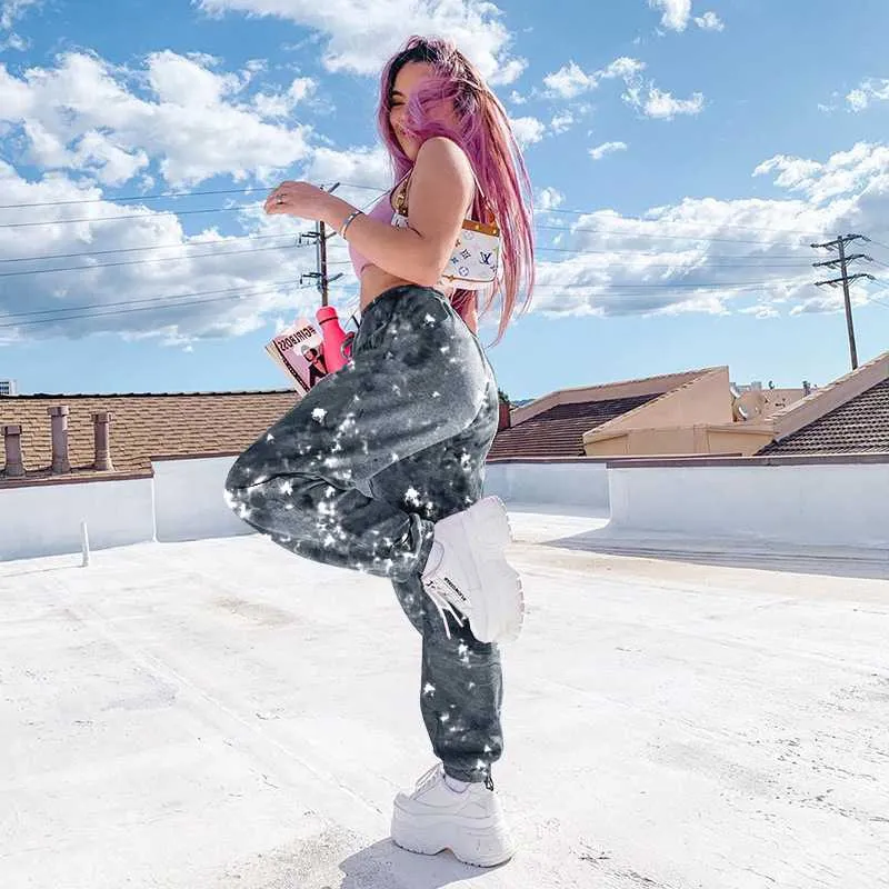 Aesthestic Tie Dye Sporty Pants High Waisted Joggers Pants