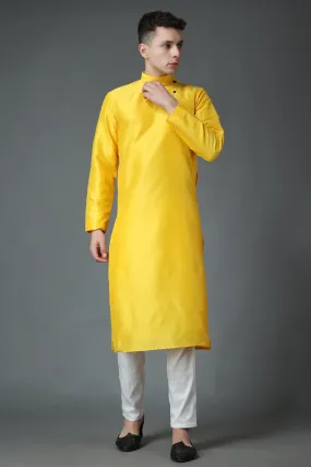 Amber Yellow Silk Kurta Pajama