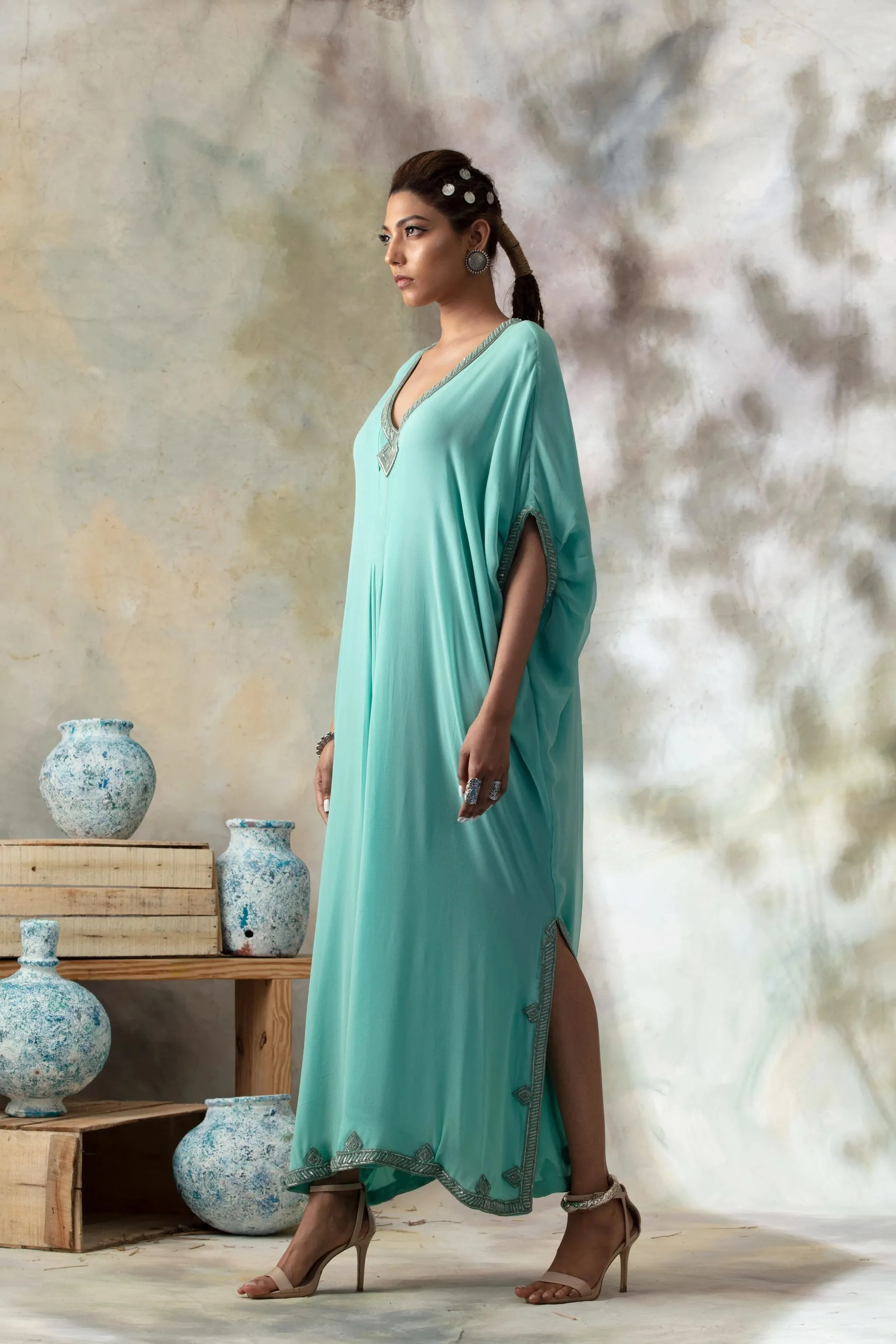 Aqua Silk Kaftan