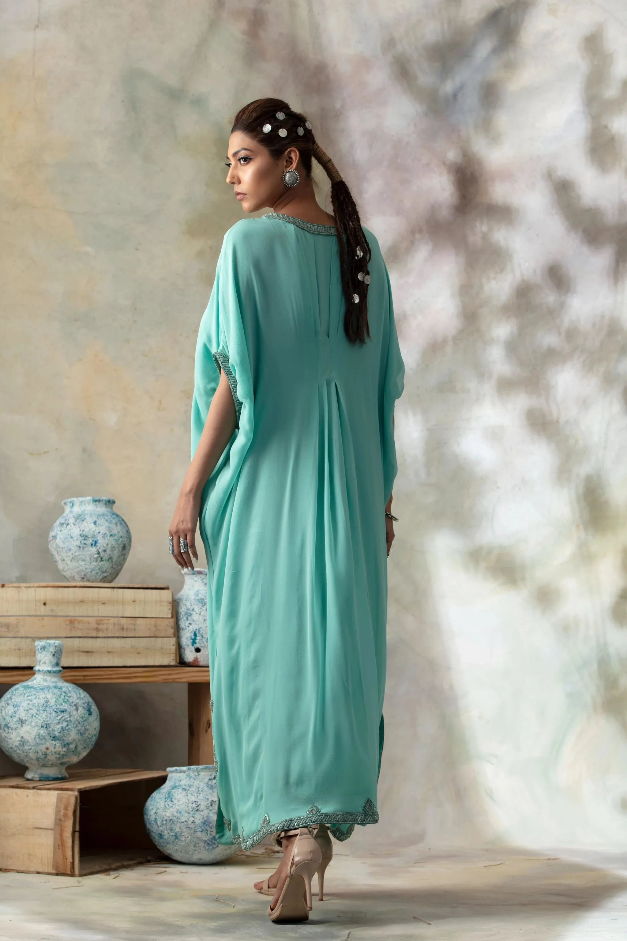 Aqua Silk Kaftan