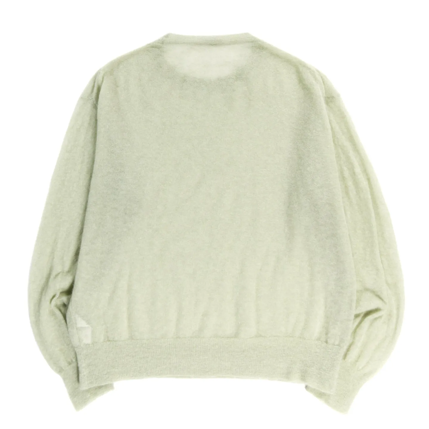 AURALEE KID MOHAIR SHEER KNIT PULLOVER LIGHT GREEN