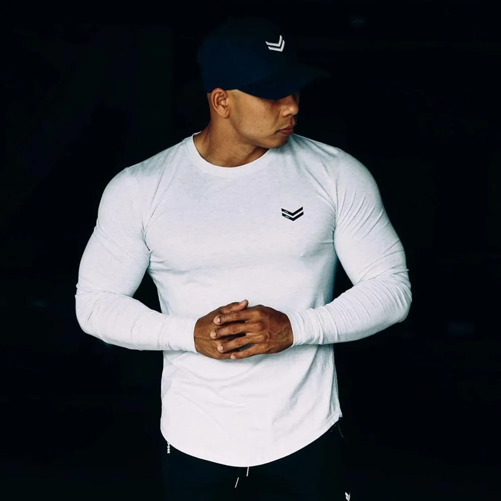 Autumn Men's Cotton Skinny Long sleeve Sporty T-shirt for Gyms Workout