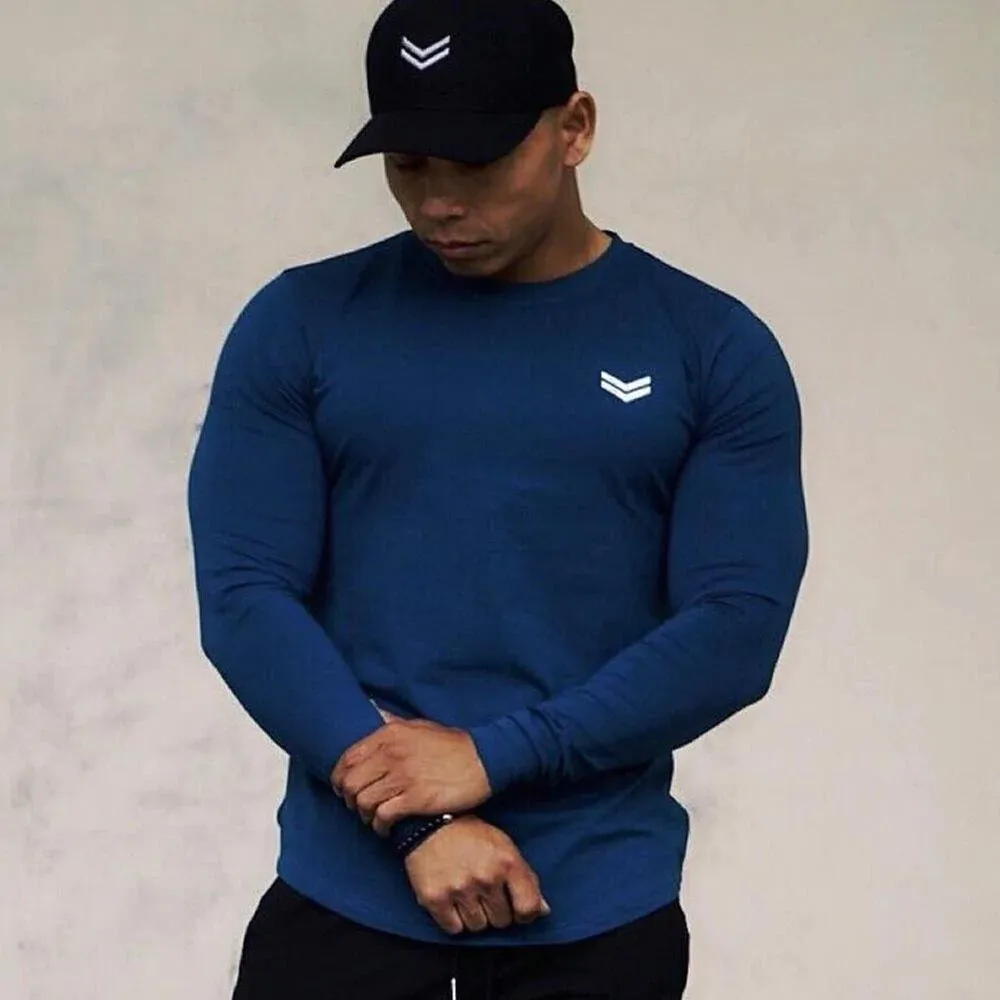 Autumn Men's Cotton Skinny Long sleeve Sporty T-shirt for Gyms Workout