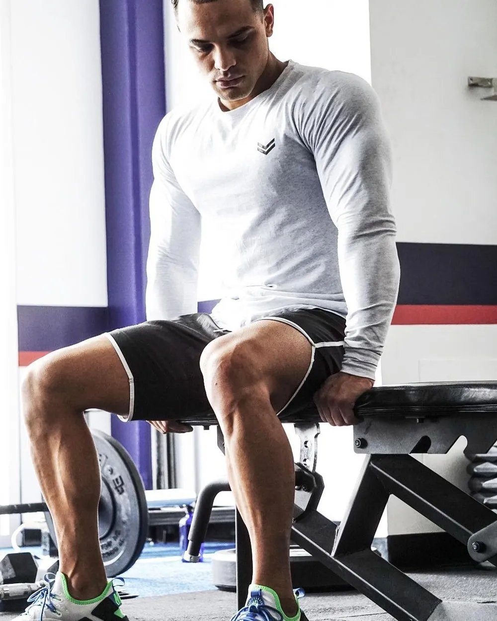 Autumn Men's Cotton Skinny Long sleeve Sporty T-shirt for Gyms Workout