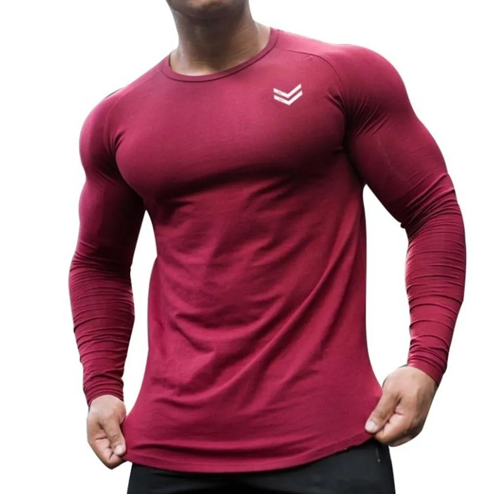 Autumn Men's Cotton Skinny Long sleeve Sporty T-shirt for Gyms Workout