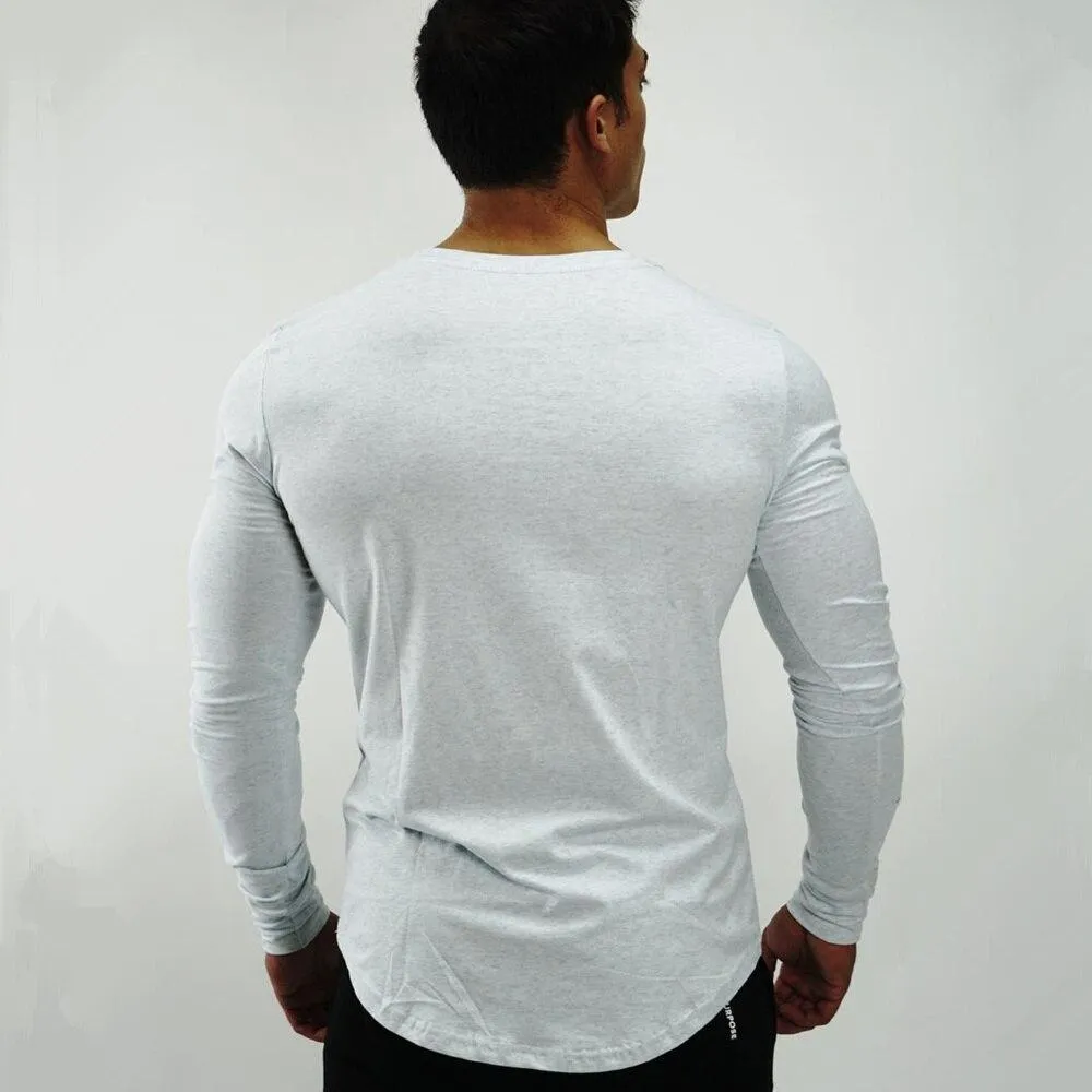 Autumn Men's Cotton Skinny Long sleeve Sporty T-shirt for Gyms Workout