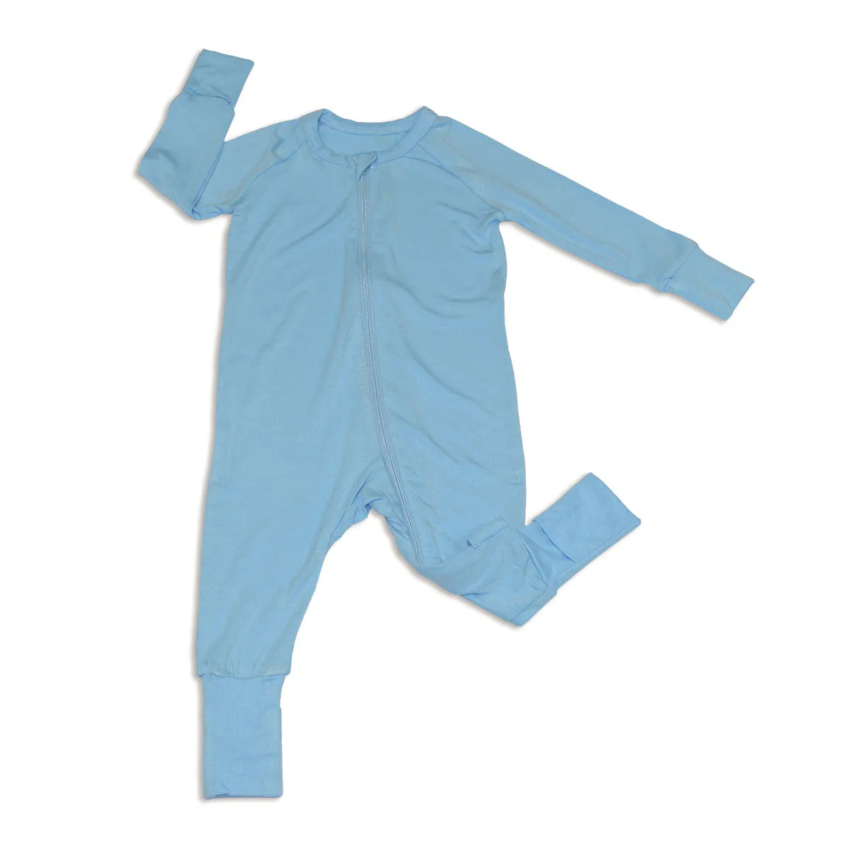 Bamboo 2-way Zippy Romper w/rollover cuffs (Bluebonnet)