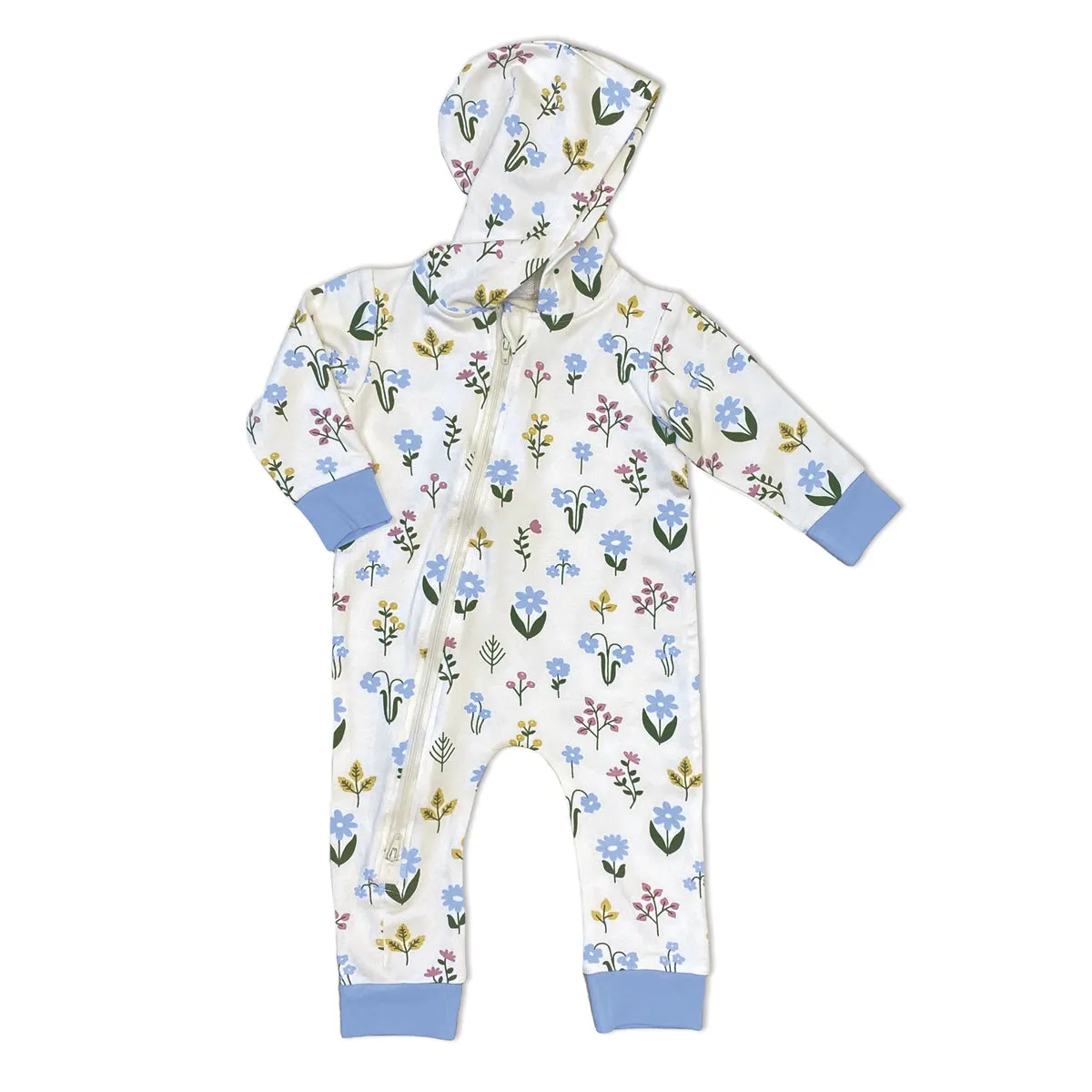 Bamboo Fleece Hooded Romper w/2 Way Zipper (Wildflower Print)