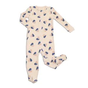 Bamboo Fleece Zip-up Footies (Heart Flutter Print)