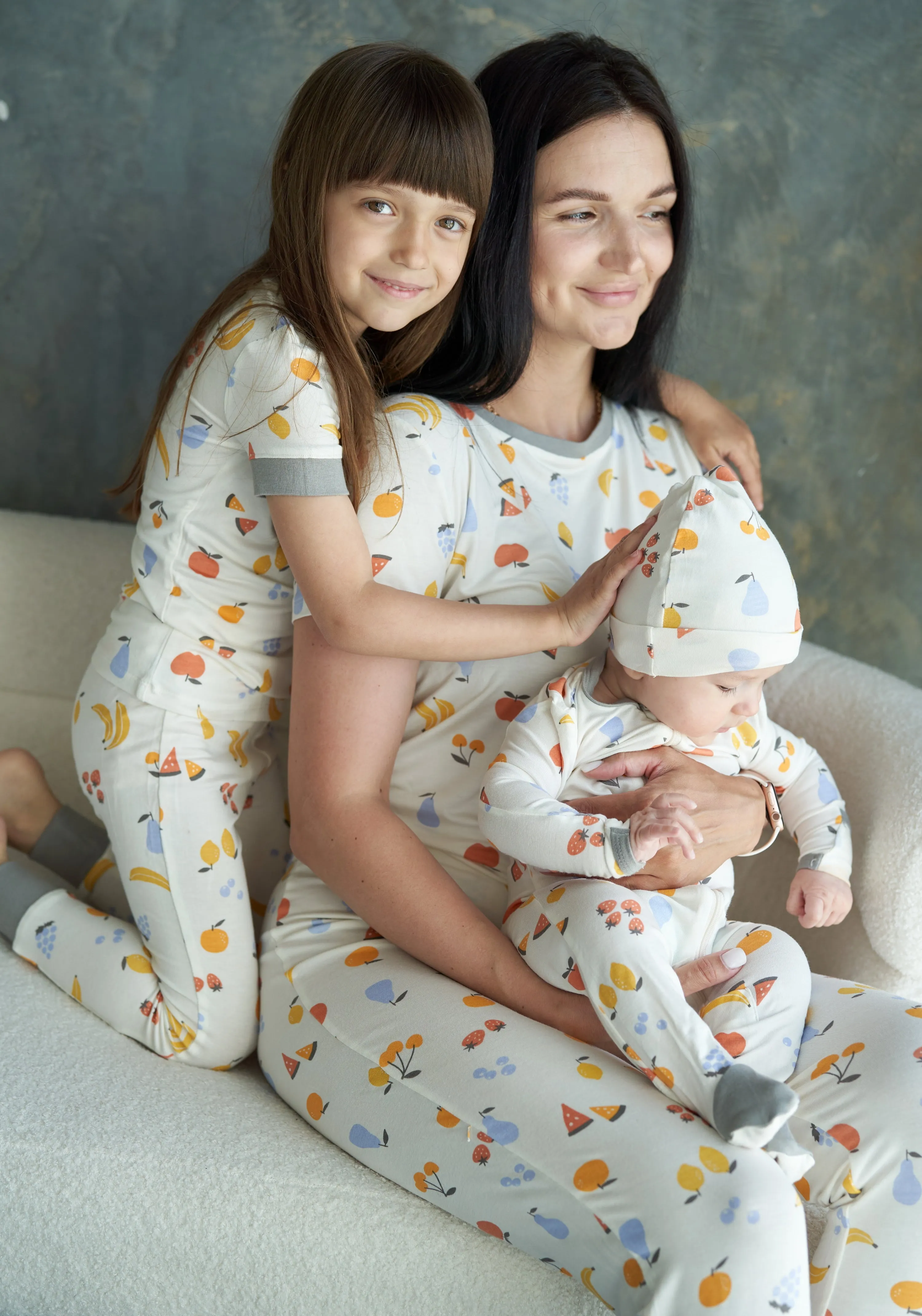 Bamboo Footies with Two Way Zipper (Fruit Salad Print)