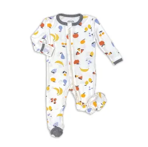 Bamboo Footies with Two Way Zipper (Fruit Salad Print)