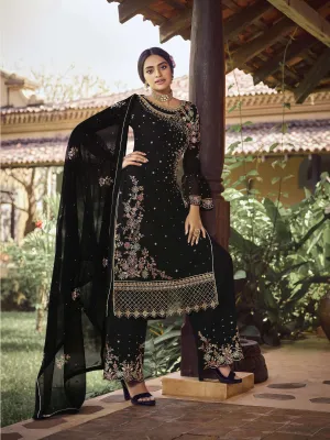 Black Colour Heavy Georgette Partywear Dress