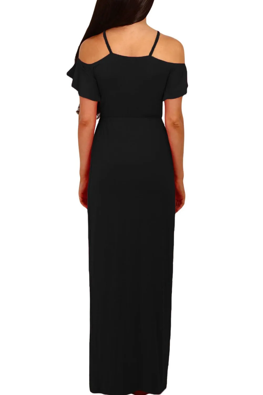 Black Deep Neck Stylish Maxi Dress