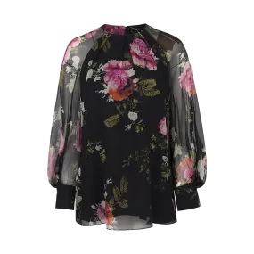 Black Floral Silk Shirt