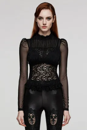 Black Prayer Sheer Lace Top