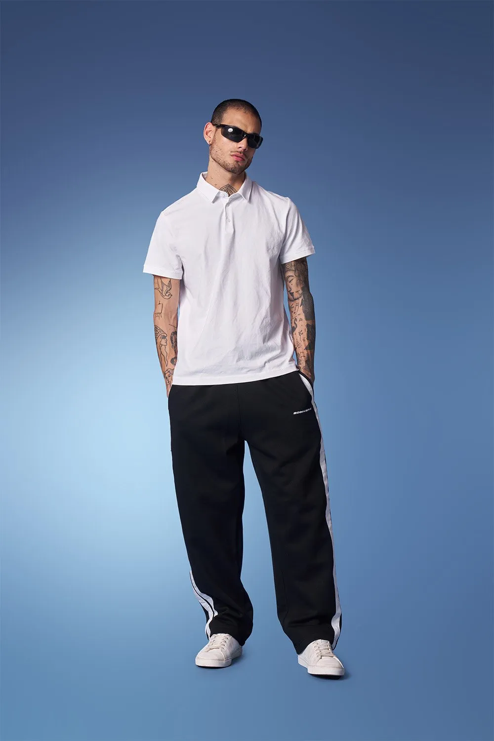 Black Sporty Straight Fit Pants