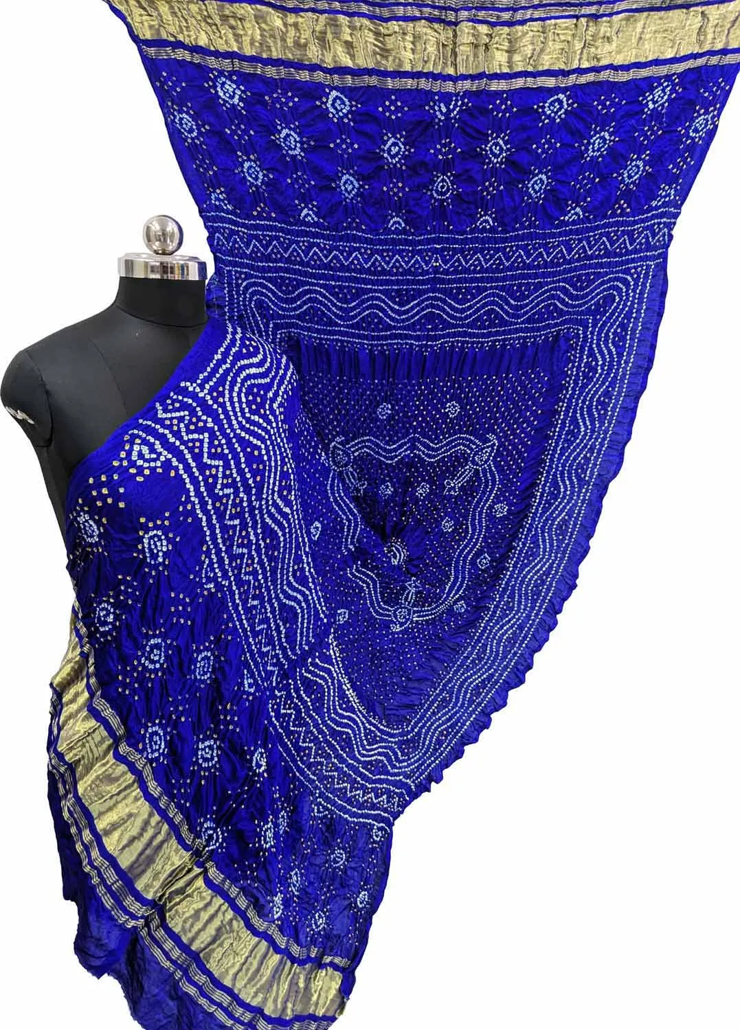 Blue Bandhani Gajji Silk Dupatta - Elegant and Stylish