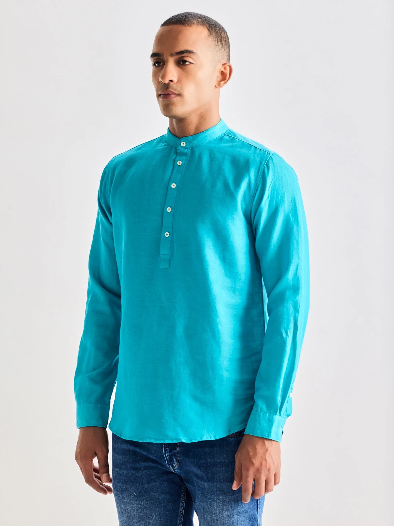 Blue Linen Kurta