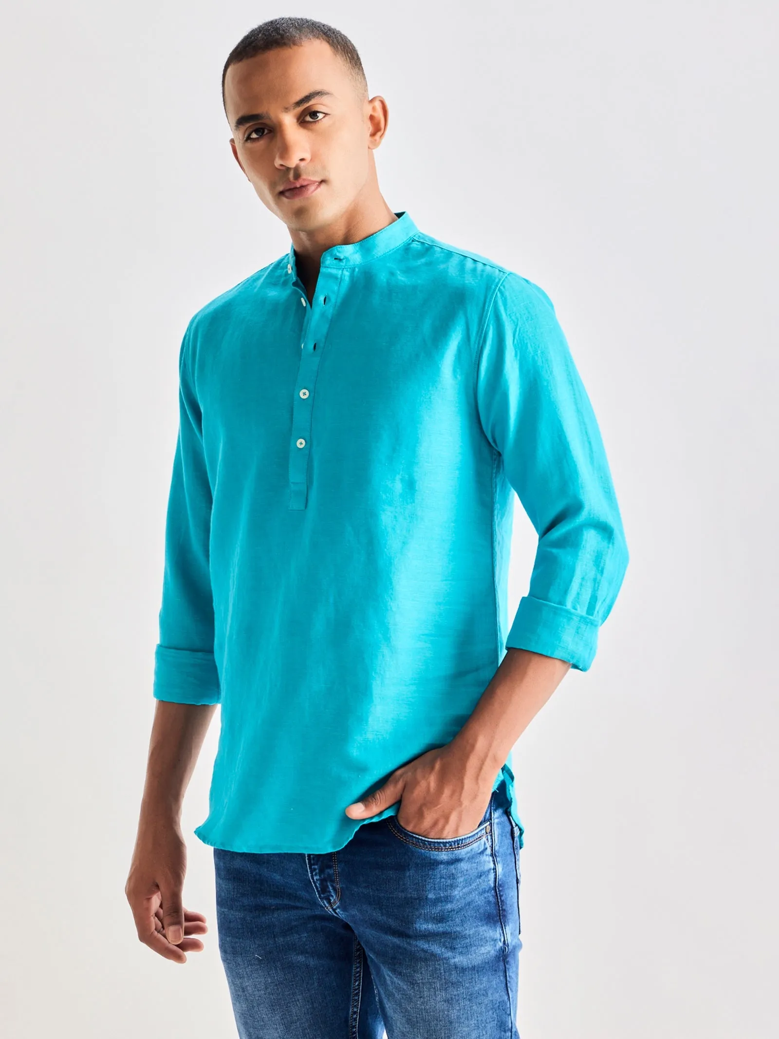 Blue Linen Kurta