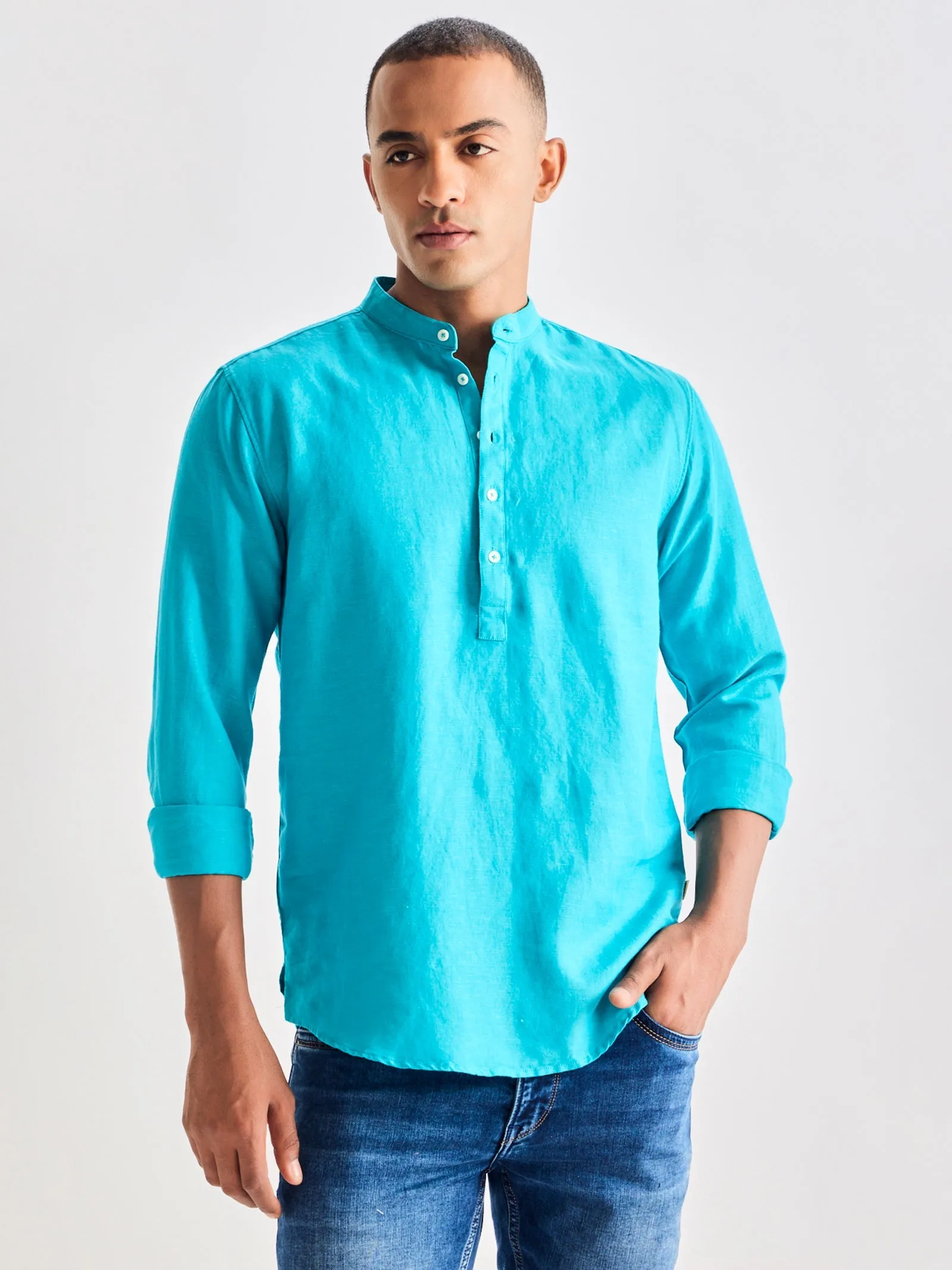 Blue Linen Kurta