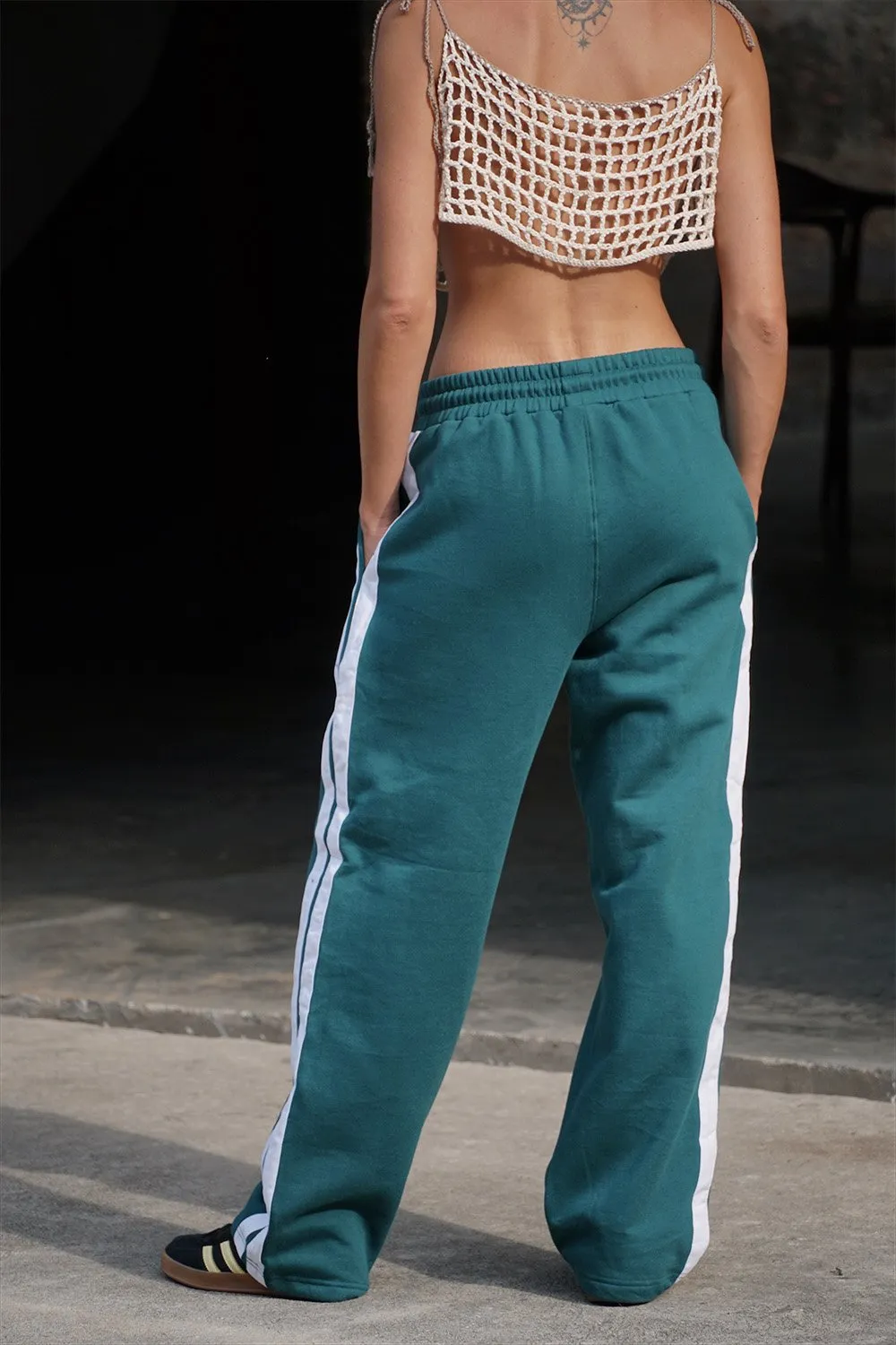 Bottle Green Sporty Straight Fit Pants