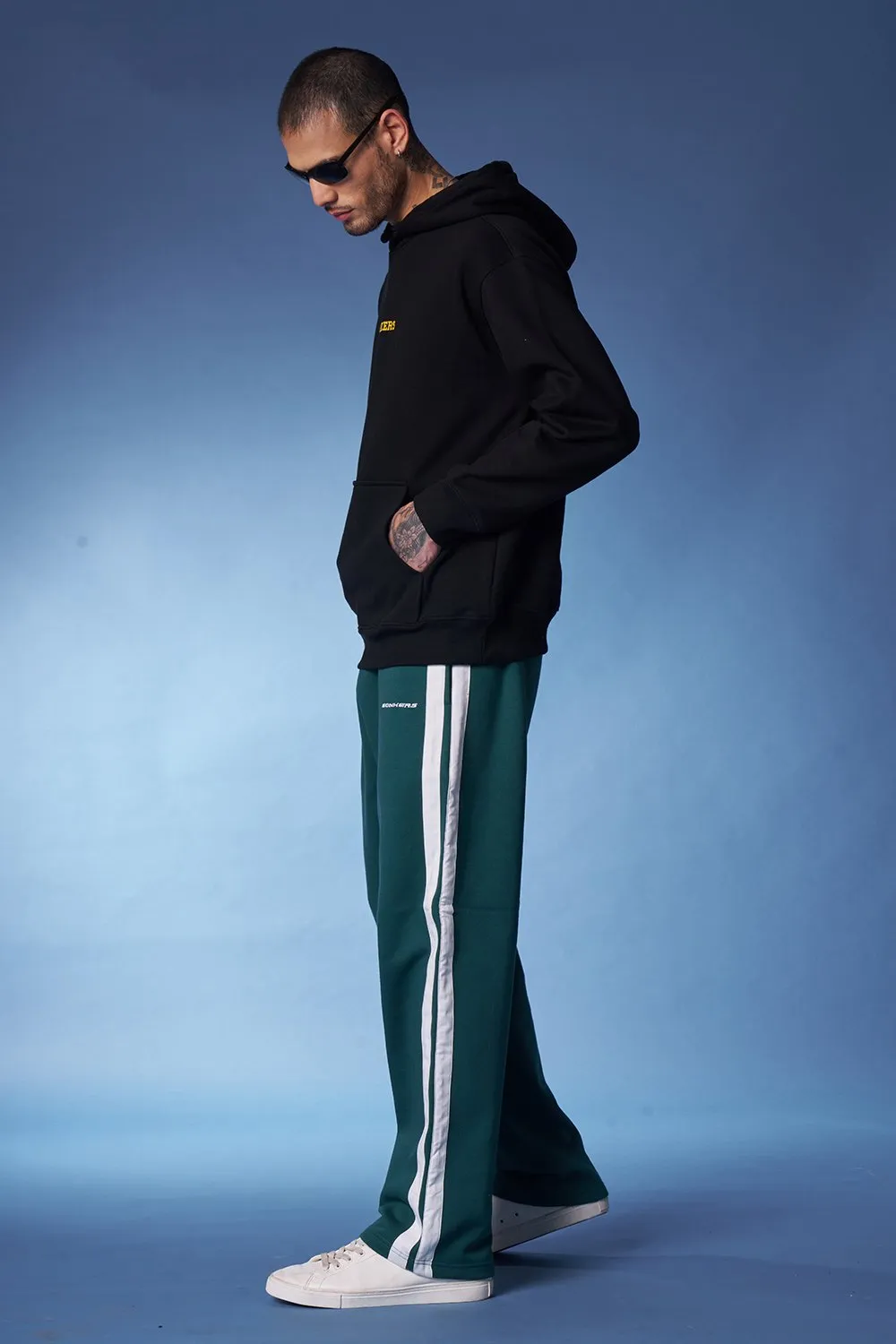 Bottle Green Sporty Straight Fit Pants