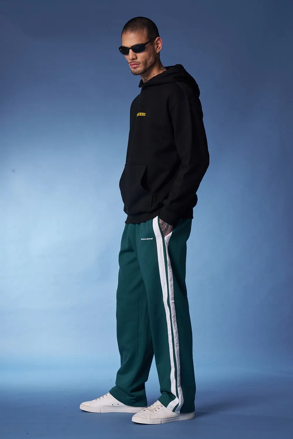 Bottle Green Sporty Straight Fit Pants