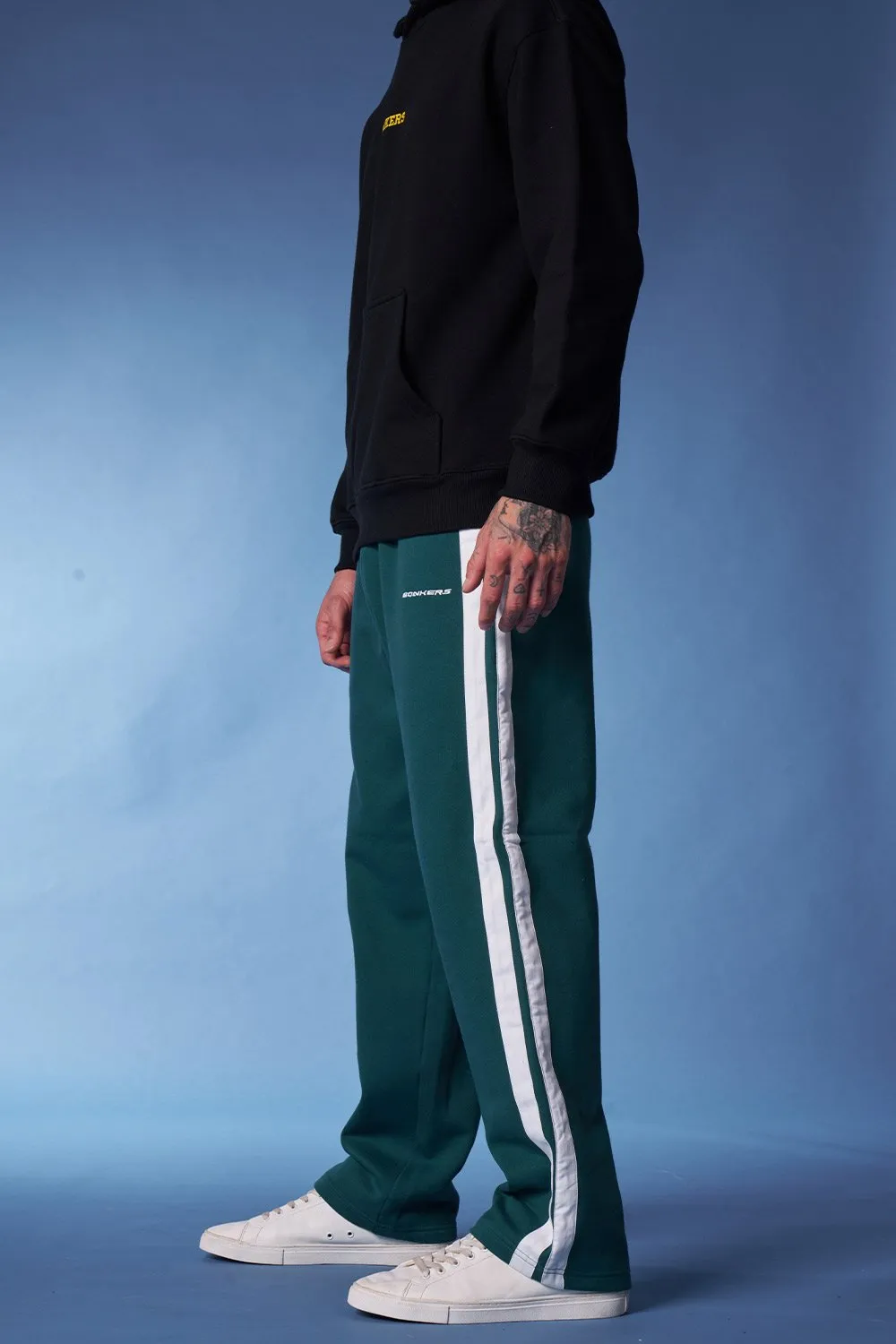 Bottle Green Sporty Straight Fit Pants