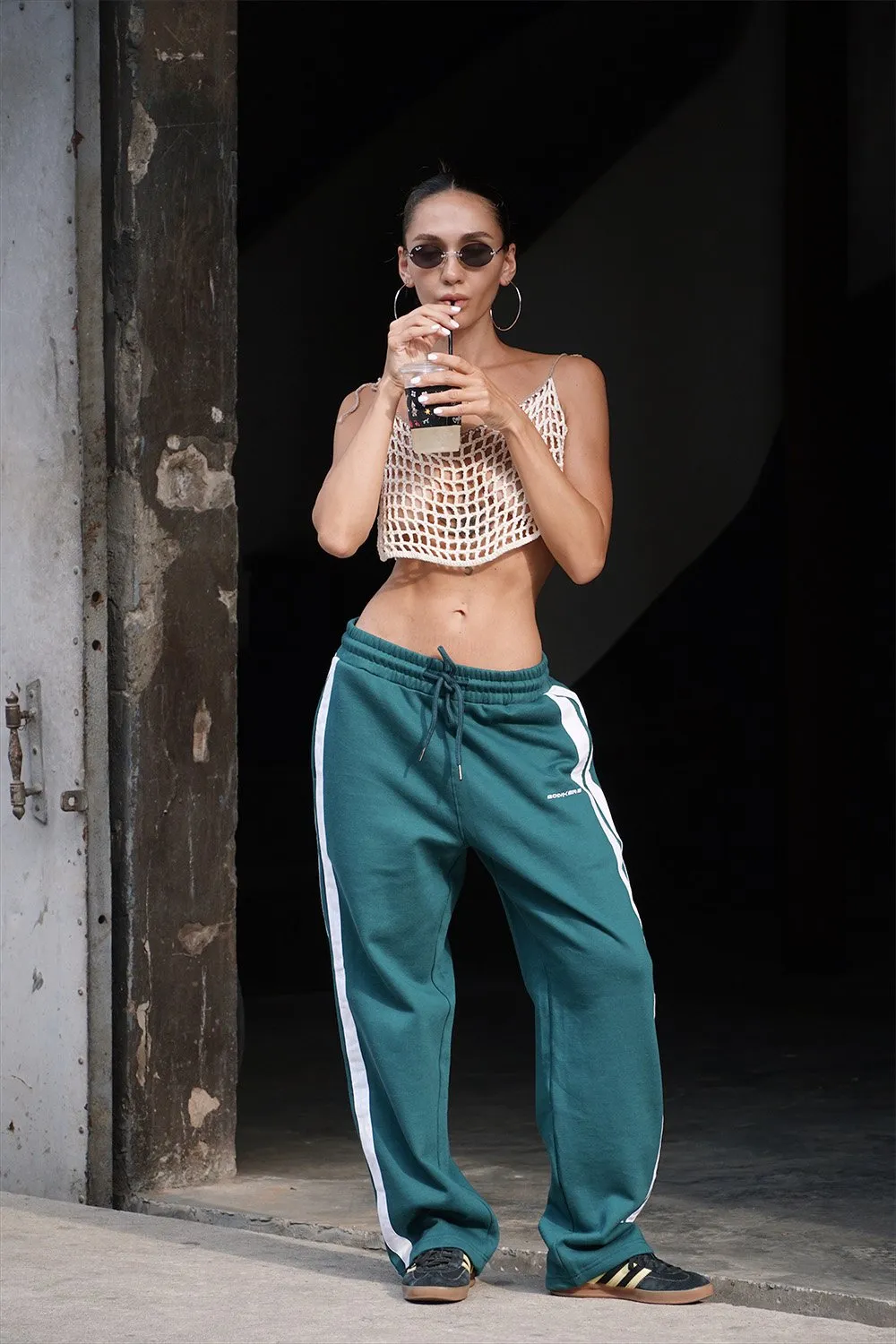 Bottle Green Sporty Straight Fit Pants