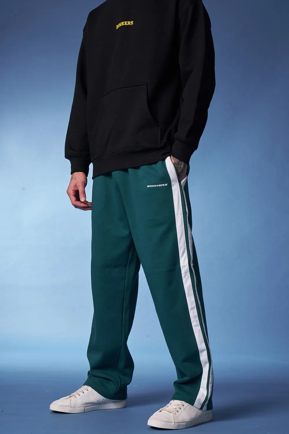 Bottle Green Sporty Straight Fit Pants