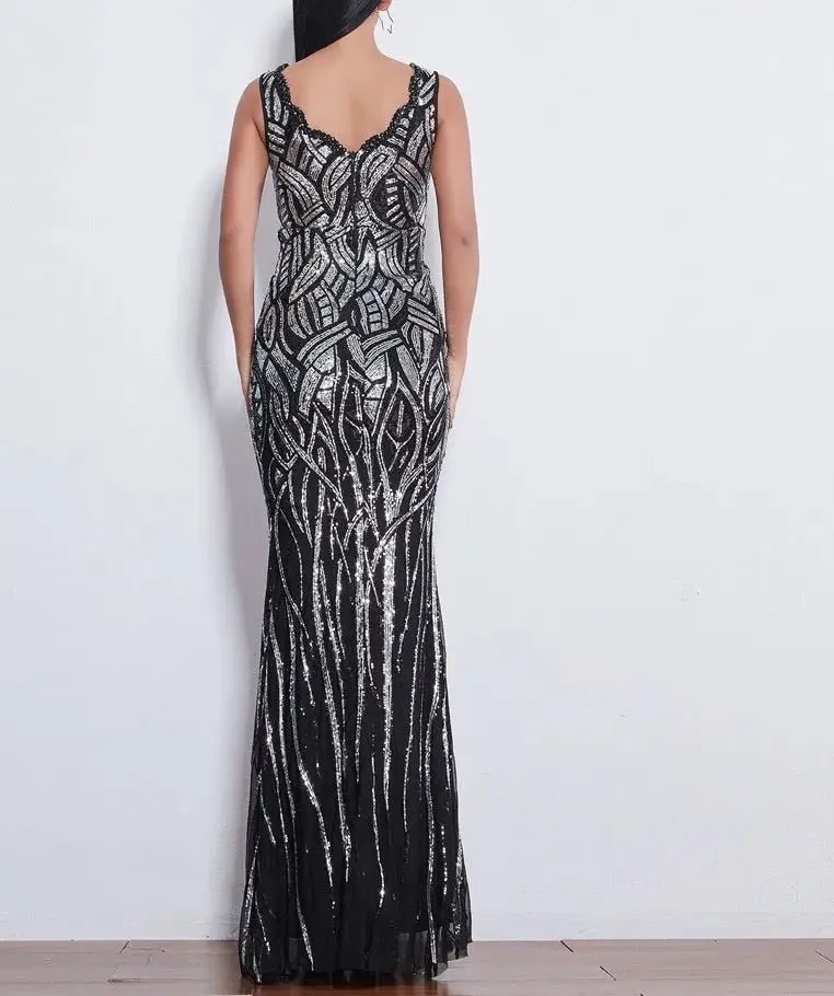 Caily Sleeveless Sequins Evening dress